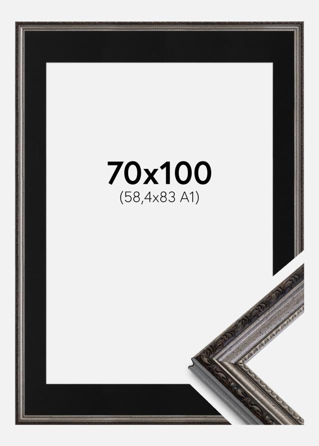 Cadre Abisko Argent 70x100 cm - Passe-partout Noir 59,4x84 cm