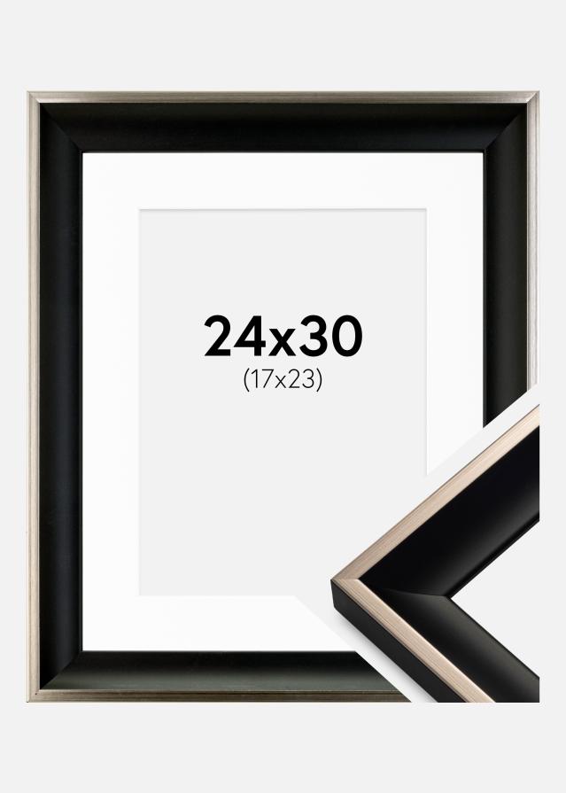 Cadre Öjaren Noir-Argent 24x30 cm - Passe-partout Blanc 18x24 cm