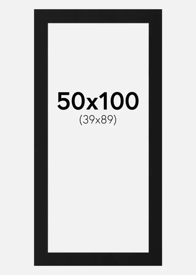 Passe-partout Noir Standard (noyau blanc) 50x100 cm (39x89)