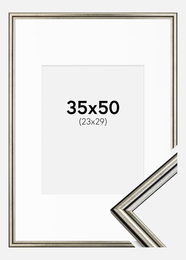 Cadre Horndal Argent 35x50 cm - Passe-partout Blanc 24x30 cm