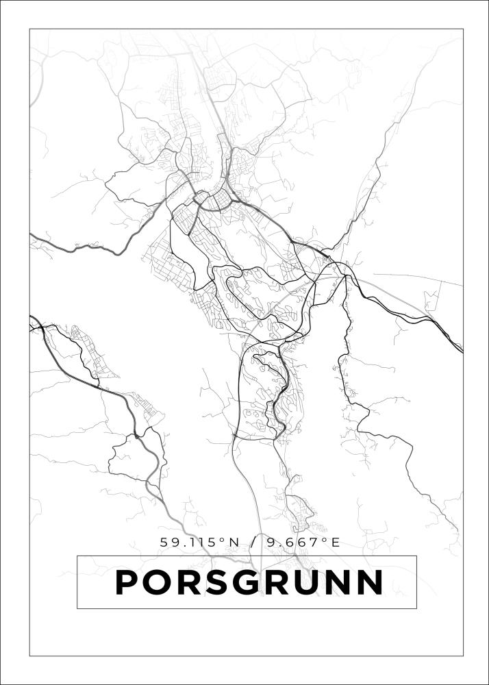 Map - Porsgrunn - White