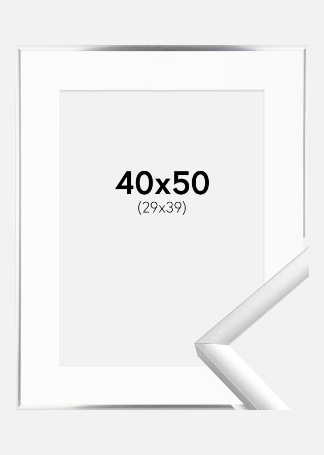 Cadre New Lifestyle Argent 40x50 cm - Passe-partout Blanc 30x40 cm