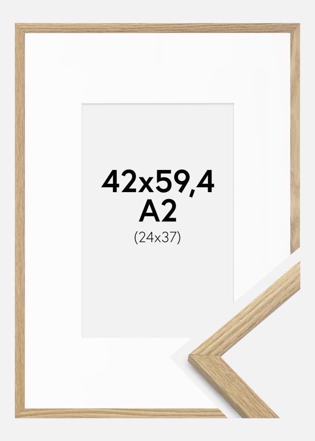 Cadre Trendy Chêne 42x59,4 cm (A2) - Passe-partout Blanc 25x38 cm