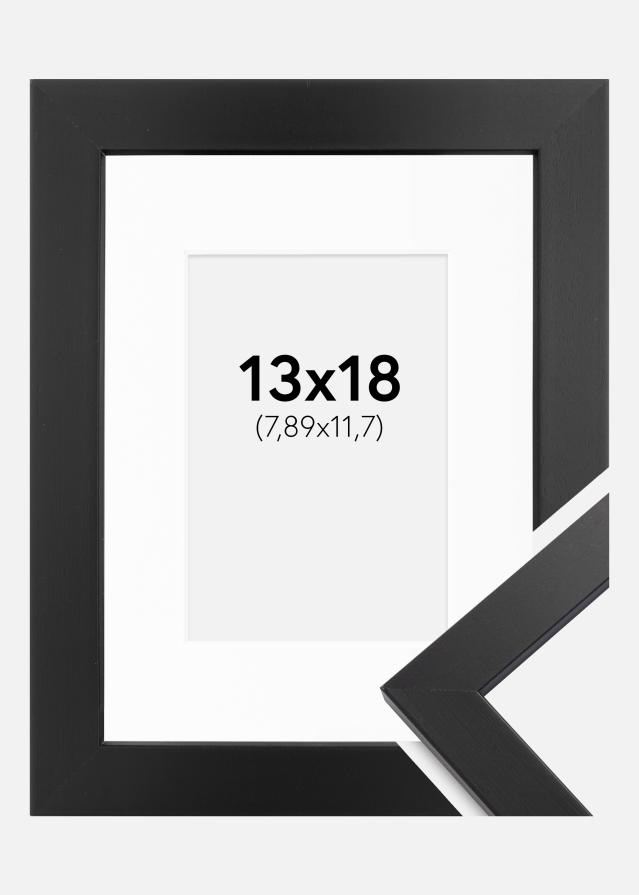 Cadre Black Wood 13x18 cm - Passe-partout Blanc 3,5x5 pouces