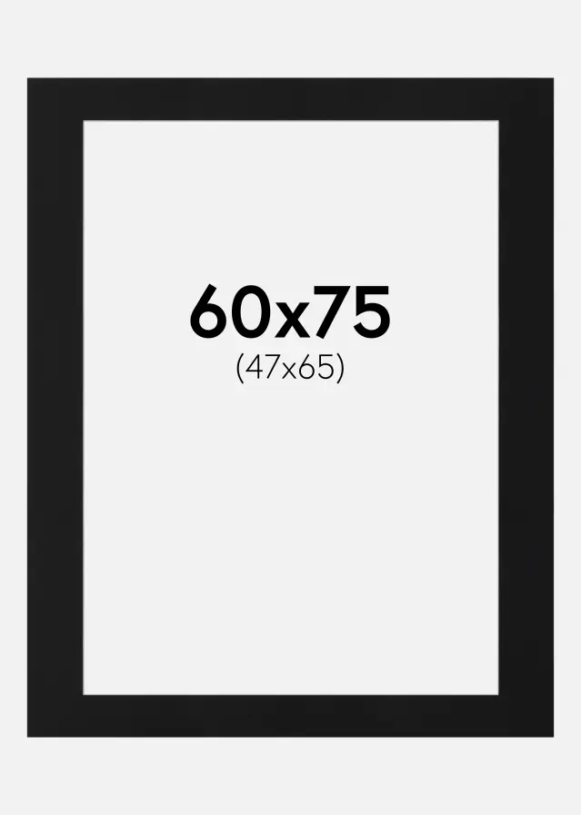 Passe-partout Noir Standard (noyau blanc) 60x75 cm (47x65)