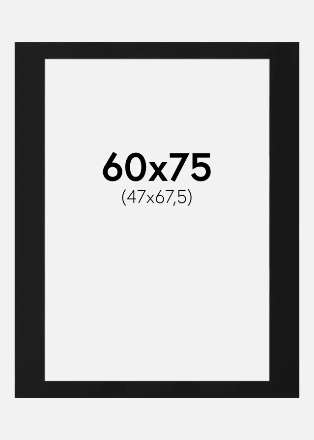 Passe-partout Noir Standard (noyau blanc) 60x75 cm (47x67,5)