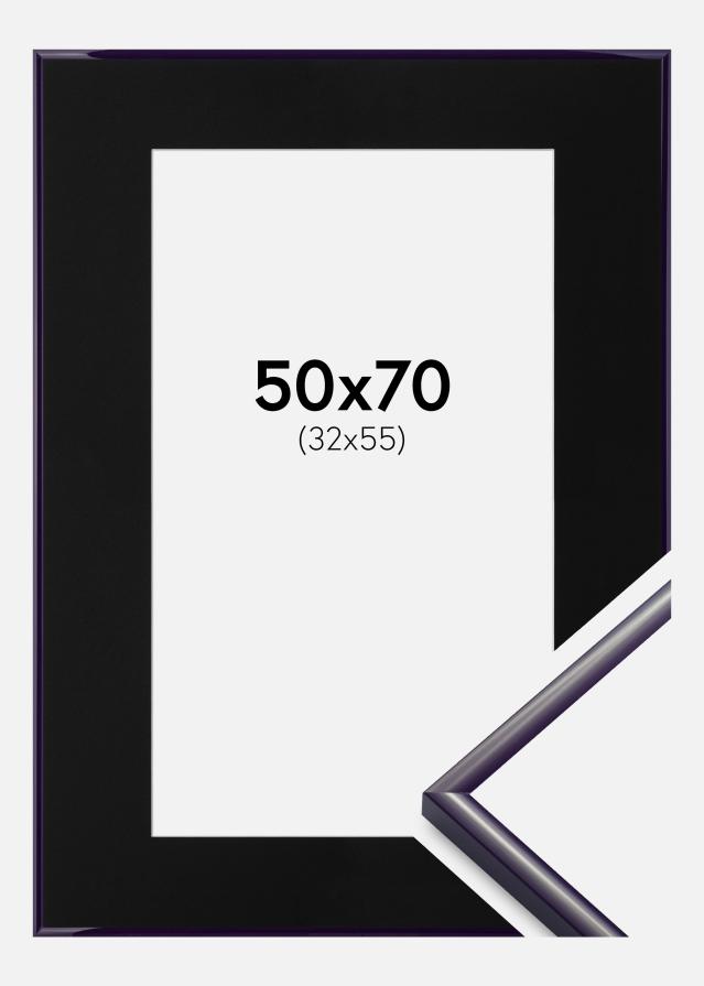 Cadre New Lifestyle Violet sombre 50x70 cm - Passe-partout Noir 33x56 cm
