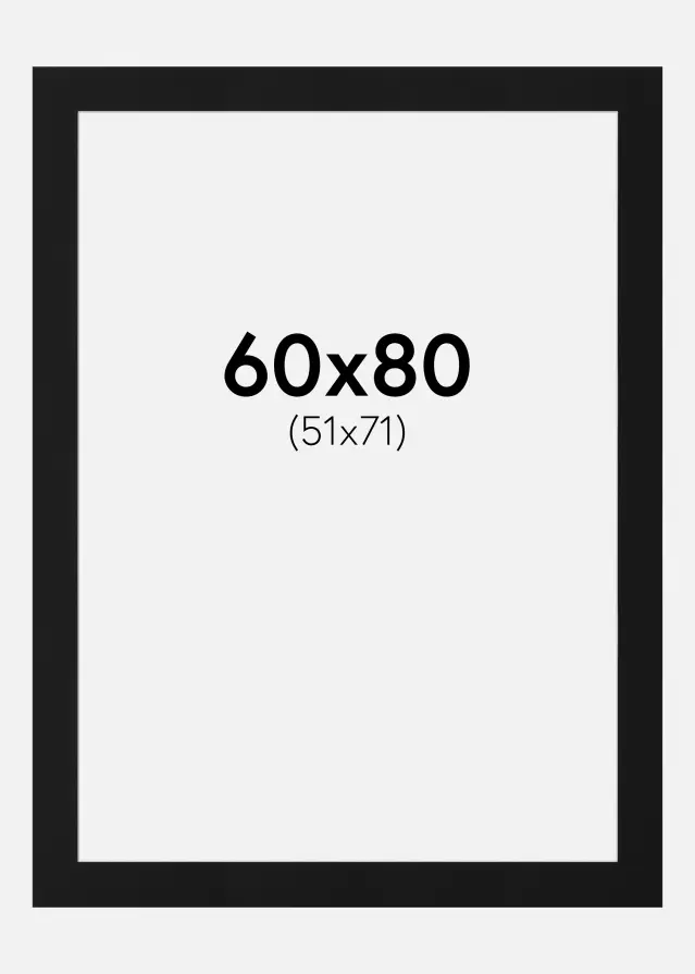 Passe-partout Noir Standard (noyau blanc) 60x80 cm (51x71)