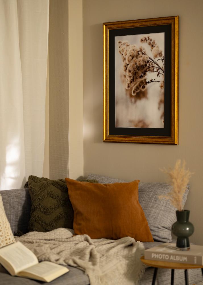 Cadre Rococo Or 30x40 cm - Passe-partout Noir 21x29,7 cm (A4)