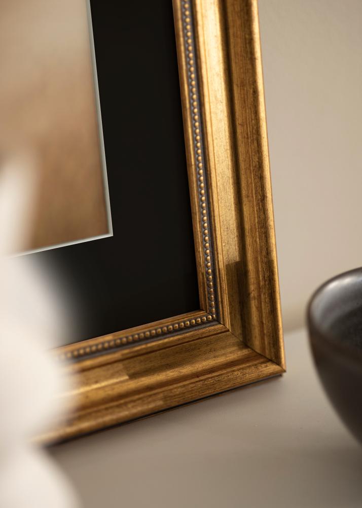 Cadre Rococo Or 30x40 cm - Passe-partout Noir 21x29,7 cm (A4)