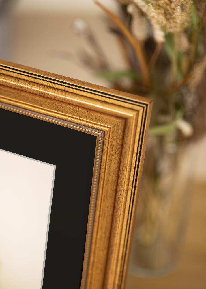 Cadre Rococo Or 30x40 cm - Passe-partout Noir 21x29,7 cm (A4)