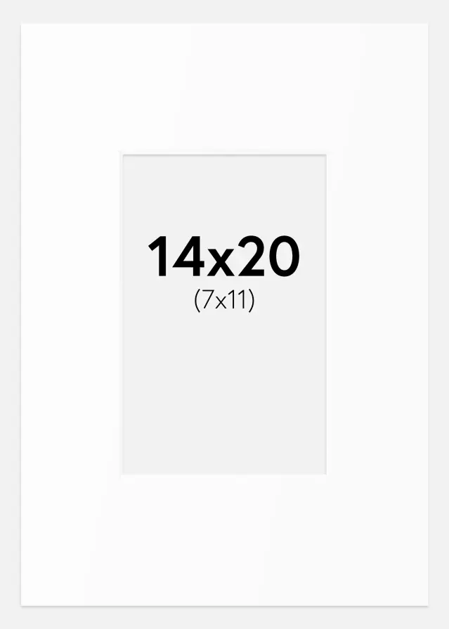 Passe-partout Blanc Standard (noyau blanc) 14x20 cm (7x11)