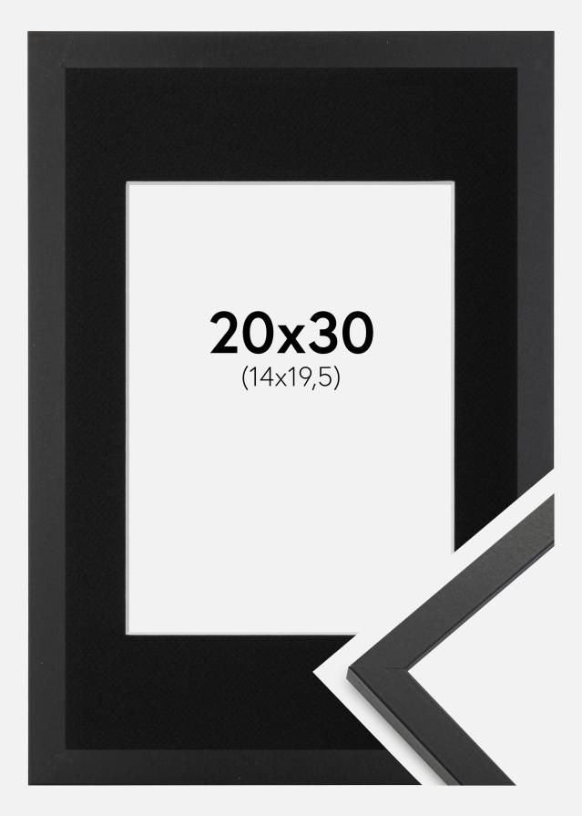 Cadre Trendy Noir 20x30 cm - Passe-partout Noir 15x21 cm (A5)