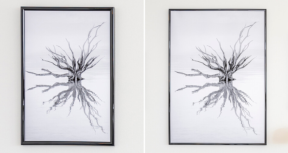 Deux cadres noirs brillants avec motif en noir et blanc