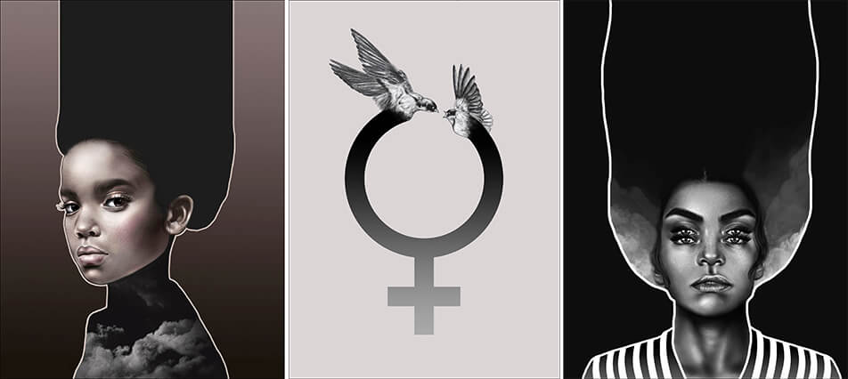 Posters graphiques - posters avec portraits et symbole de femme
