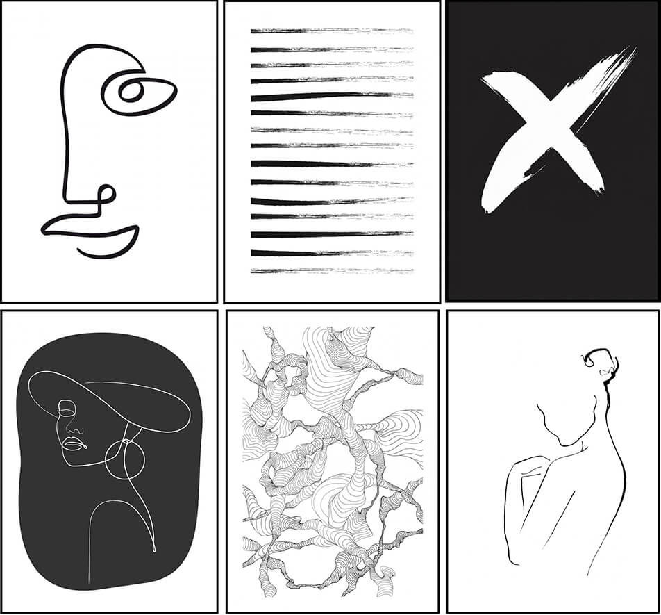 Posters graphiques en noir et blanc