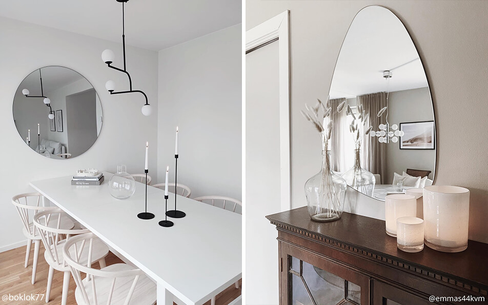 Miroir rond salle à manger - miroir en forme d'oeuf salon