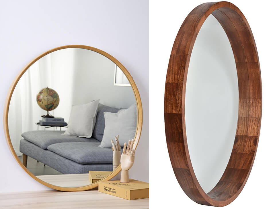 Miroirs ronds - miroir en bois - miroir en chne