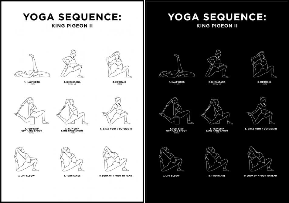 Posters de yoga en noir ou blanc - King Pigeon II